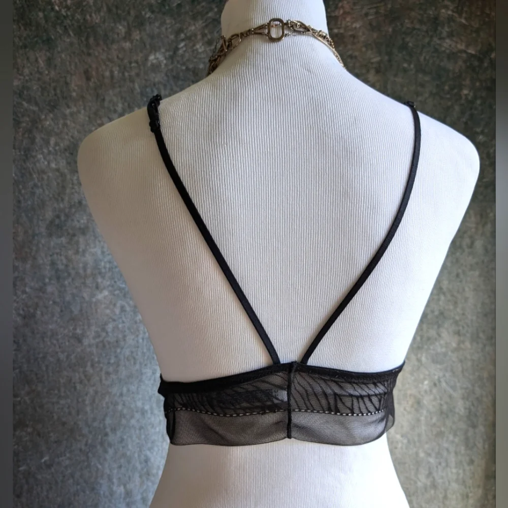Free People Intimates Strappy Mesh Black Brallete size Medium
